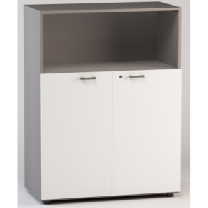 Libreria media a giorno sup. ante legno con serratura inf